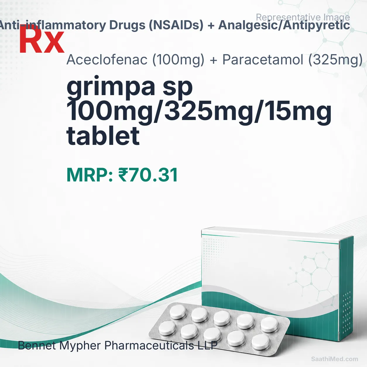 grimpa sp 100mg/325mg/15mg tablet Allopathy (Aceclofenac (100mg)) - Uses in Hindi, Side Effects, Substitutes & Price in India