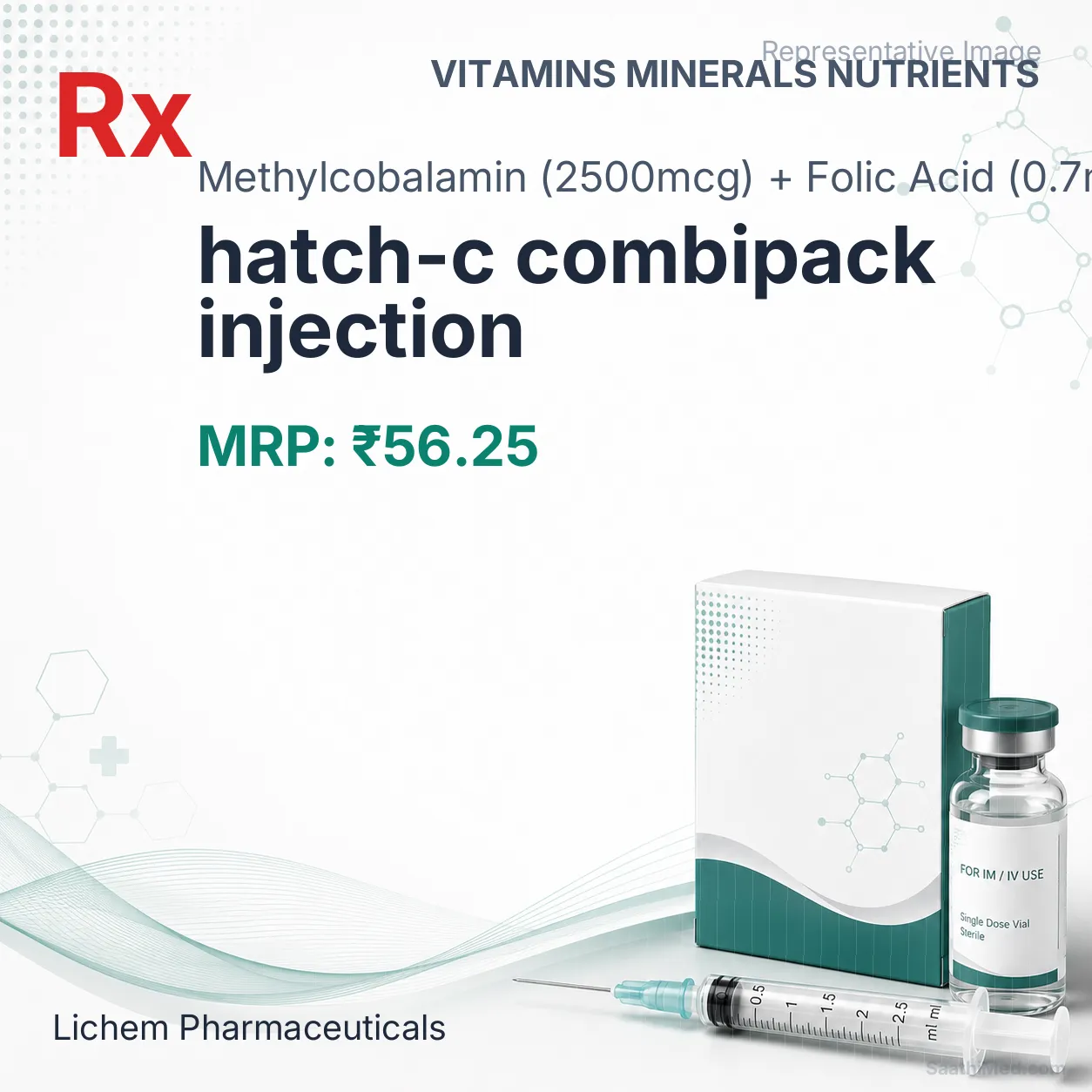 hatch-c combipack injection Allopathy (Methylcobalamin (2500mcg)) - Uses in Hindi, Side Effects, Substitutes & Price in India
