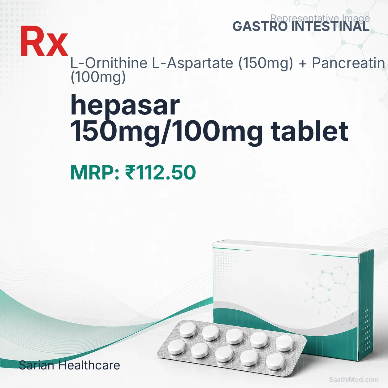 hepasar 150mg/100mg tablet Allopathy (L-Ornithine L-Aspartate (150mg)) - Uses in Hindi, Side Effects, Substitutes & Price in India