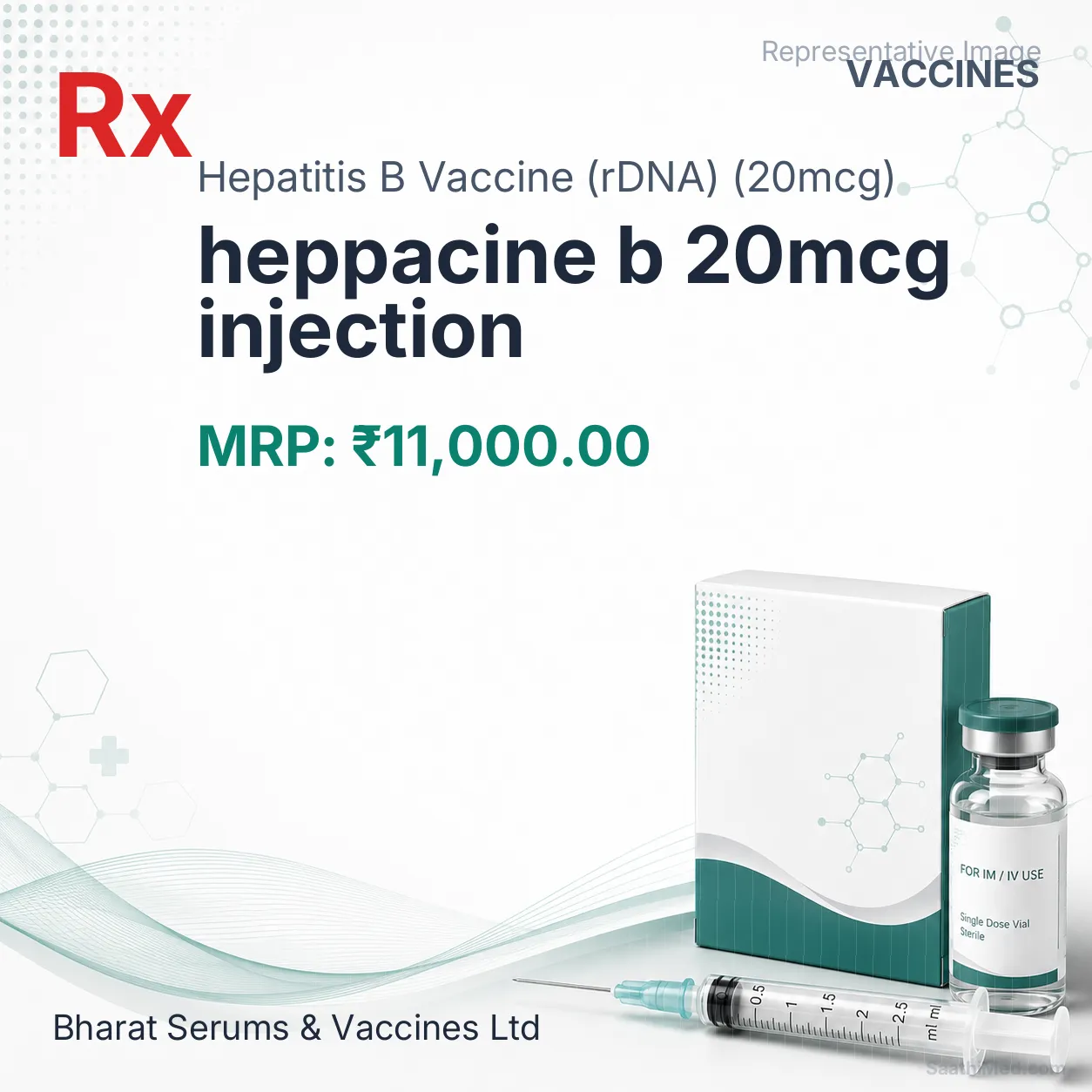 heppacine b 20mcg injection Allopathy (Hepatitis B Vaccine (rDNA) (20mcg)) - Uses in Hindi, Side Effects, Substitutes & Price in India