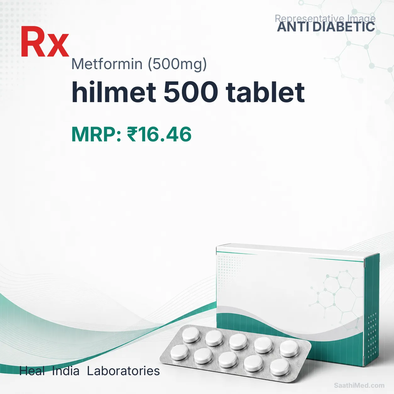 hilmet 500 tablet Allopathy (Metformin (500mg)) - Uses in Hindi, Side Effects, Substitutes & Price in India