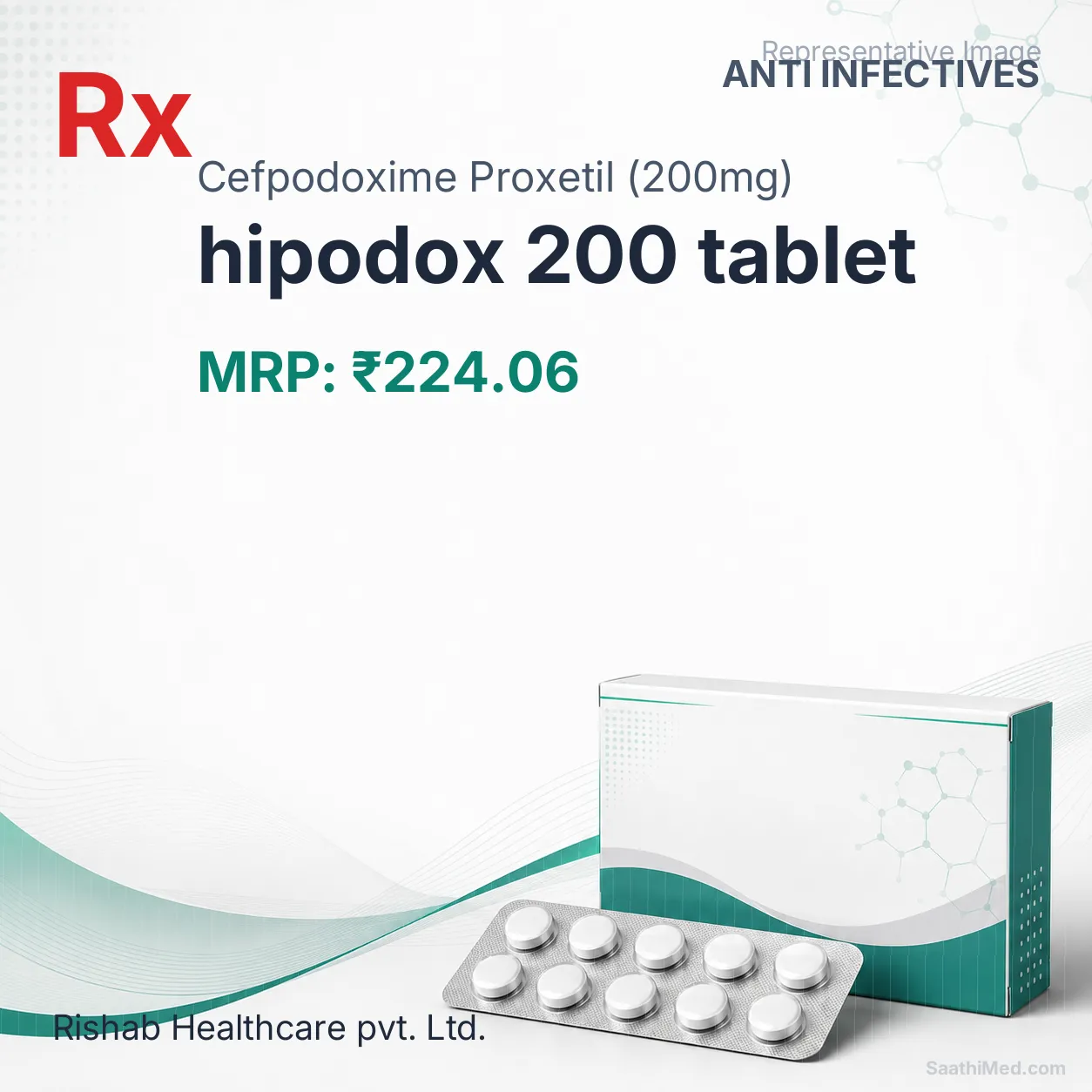 hipodox 200 tablet Allopathy (Cefpodoxime Proxetil (200mg)) - Uses in Hindi, Side Effects, Substitutes & Price in India