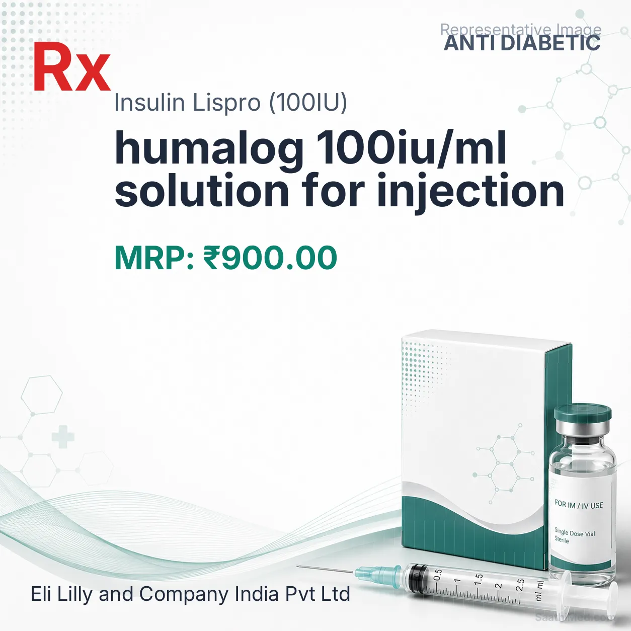 humalog 100iu/ml solution for injection Allopathy (Insulin Lispro (100IU)) - Uses in Hindi, Side Effects, Substitutes & Price in India
