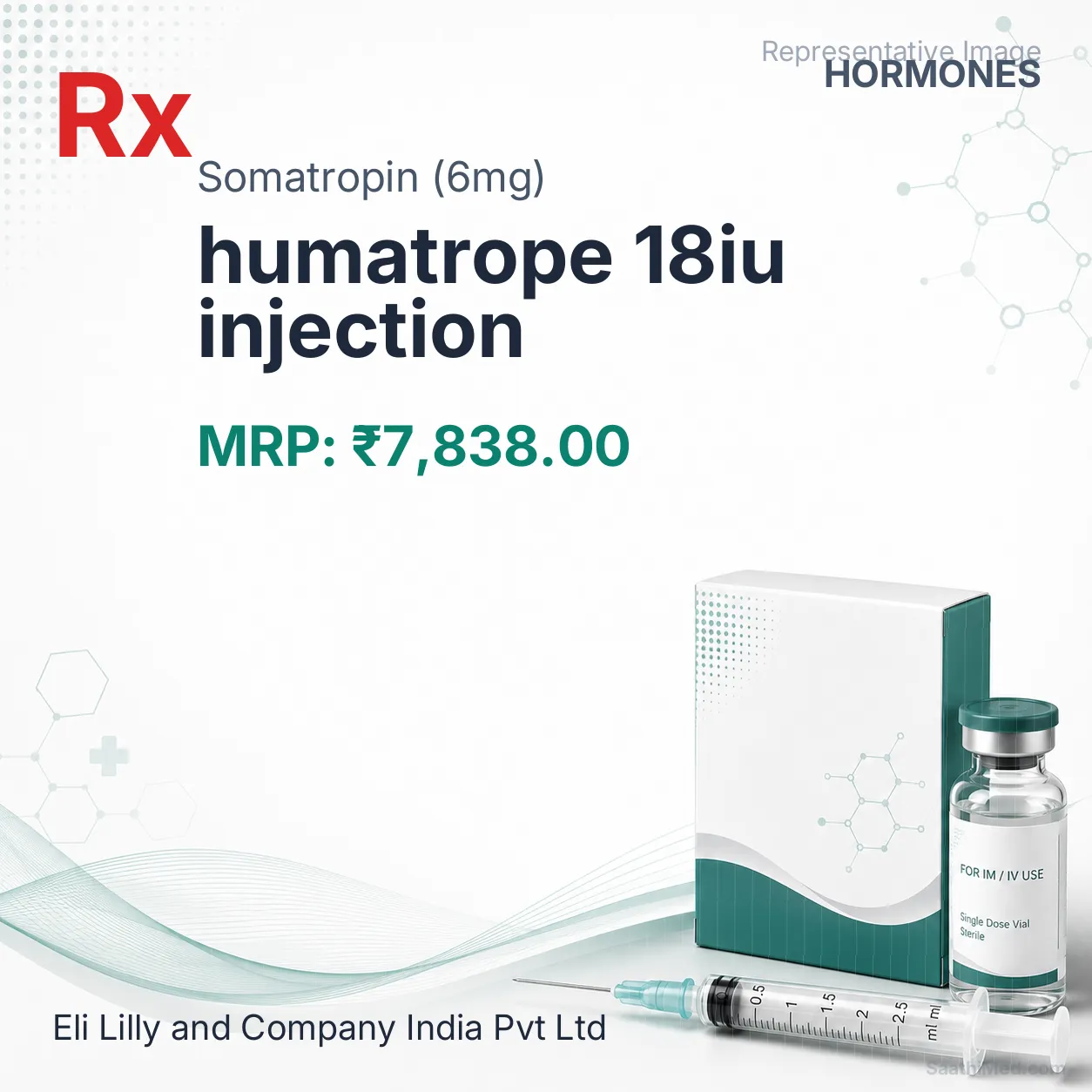 humatrope 18iu injection Allopathy (Somatropin (6mg)) - Uses in Hindi, Side Effects, Substitutes & Price in India