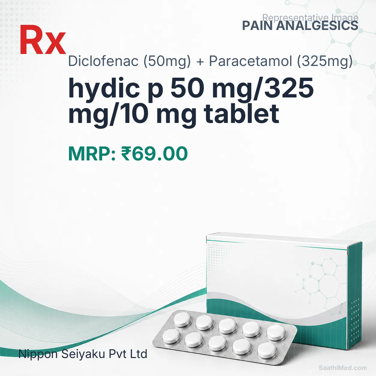 hydic p 50 mg/325 mg/10 mg tablet Allopathy (Diclofenac (50mg)) - Uses in Hindi, Side Effects, Substitutes & Price in India