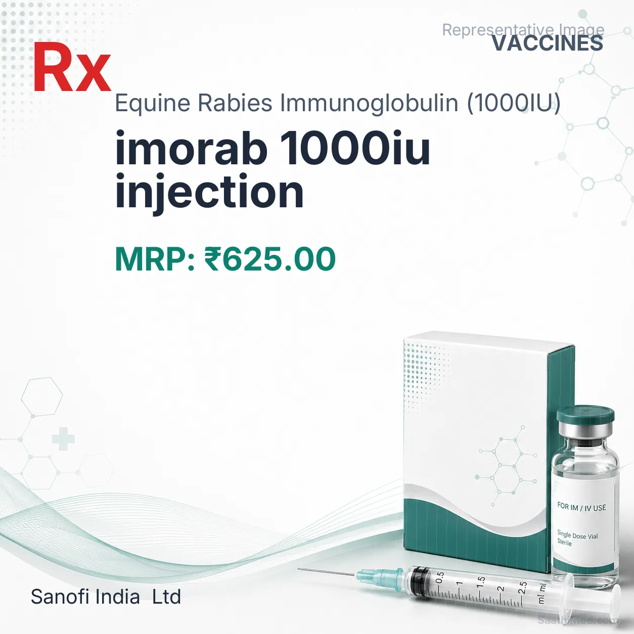 imorab 1000iu injection Allopathy (Equine Rabies Immunoglobulin (1000IU)) - Uses in Hindi, Side Effects, Substitutes & Price in India