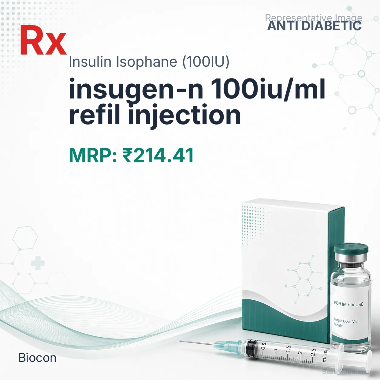 insugen-n 100iu/ml refil injection Allopathy (Insulin Isophane (100IU)) - Uses in Hindi, Side Effects, Substitutes & Price in India