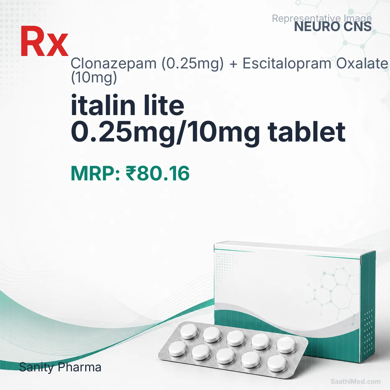 italin lite 0.25mg/10mg tablet Allopathy (Clonazepam (0.25mg)) - Uses in Hindi, Side Effects, Substitutes & Price in India