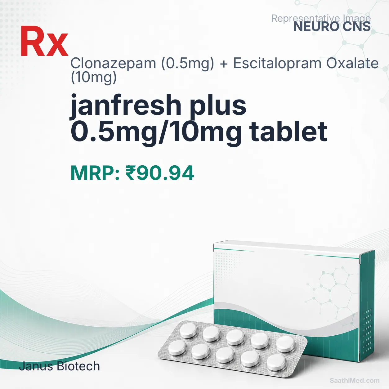 janfresh plus 0.5mg/10mg tablet Allopathy (Clonazepam (0.5mg)) - Uses in Hindi, Side Effects, Substitutes & Price in India