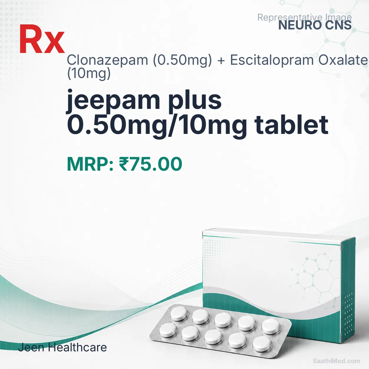 jeepam plus 0.50mg/10mg tablet Allopathy (Clonazepam (0.50mg)) - Uses in Hindi, Side Effects, Substitutes & Price in India