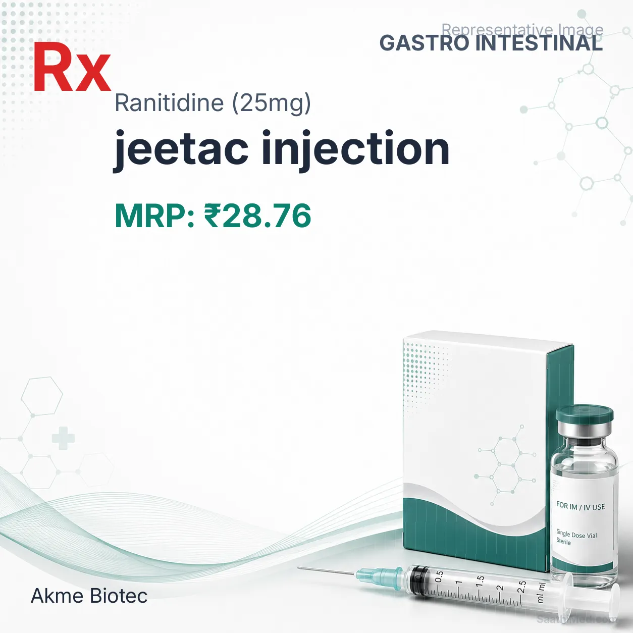 jeetac injection Allopathy (Ranitidine (25mg)) - Uses in Hindi, Side Effects, Substitutes & Price in India