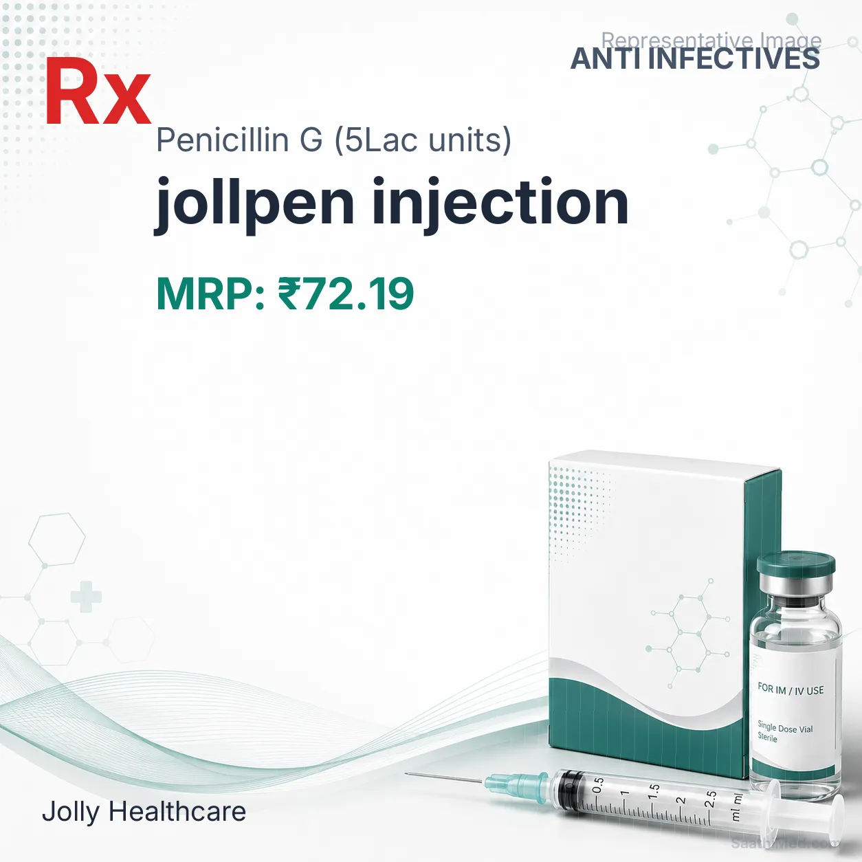 jollpen injection Allopathy (Penicillin G (5Lac units)) - Uses in Hindi, Side Effects, Substitutes & Price in India