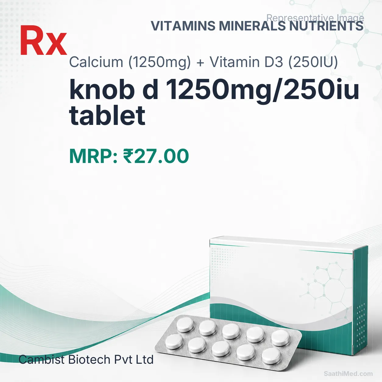 knob d 1250mg/250iu tablet Allopathy (Calcium (1250mg)) - Uses in Hindi, Side Effects, Substitutes & Price in India