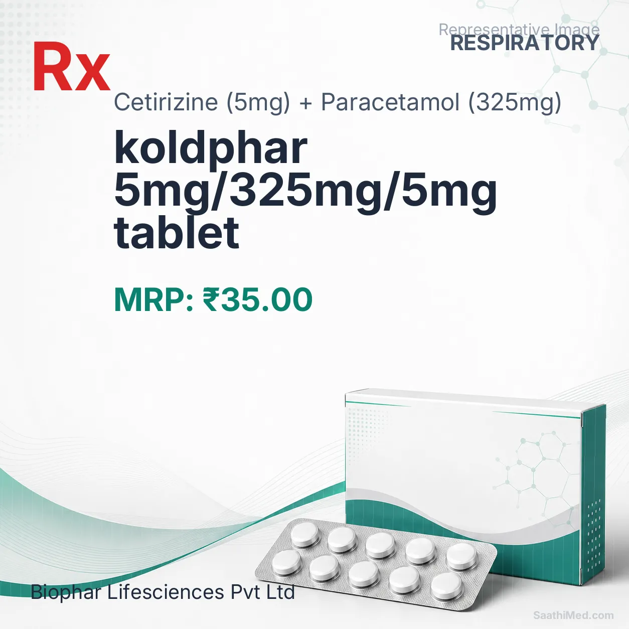 koldphar 5mg/325mg/5mg tablet Allopathy (Cetirizine (5mg)) - Uses in Hindi, Side Effects, Substitutes & Price in India