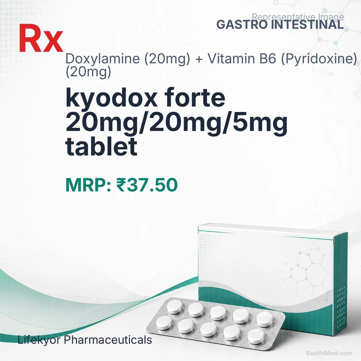 kyodox forte 20mg/20mg/5mg tablet Allopathy (Doxylamine (20mg)) - Uses in Hindi, Side Effects, Substitutes & Price in India