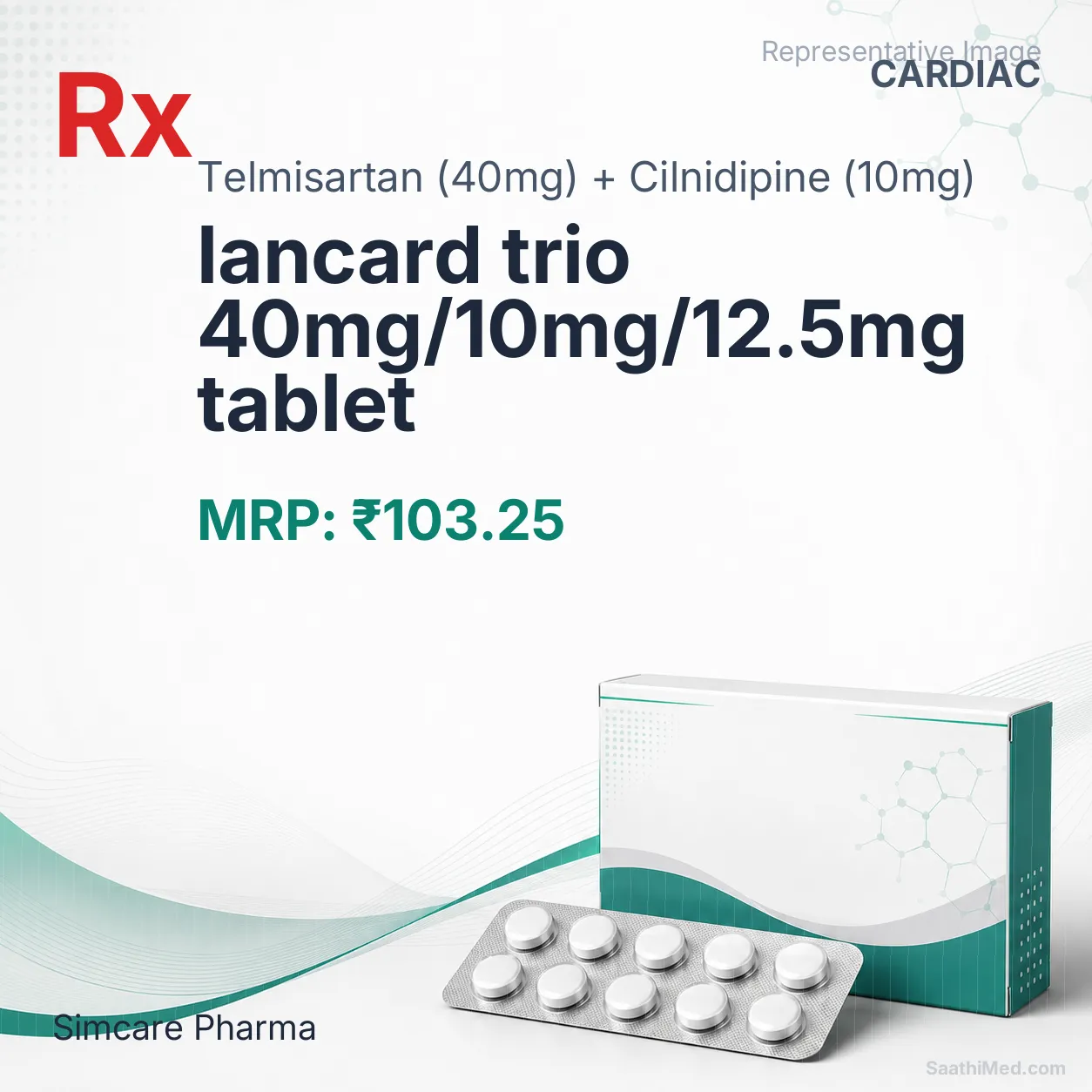 lancard trio 40mg/10mg/12.5mg tablet Allopathy (Telmisartan (40mg)) - Uses in Hindi, Side Effects, Substitutes & Price in India