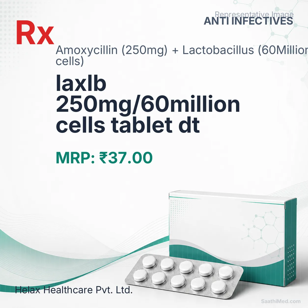 laxlb 250mg/60million cells tablet dt Allopathy (Amoxycillin (250mg)) - Uses in Hindi, Side Effects, Substitutes & Price in India
