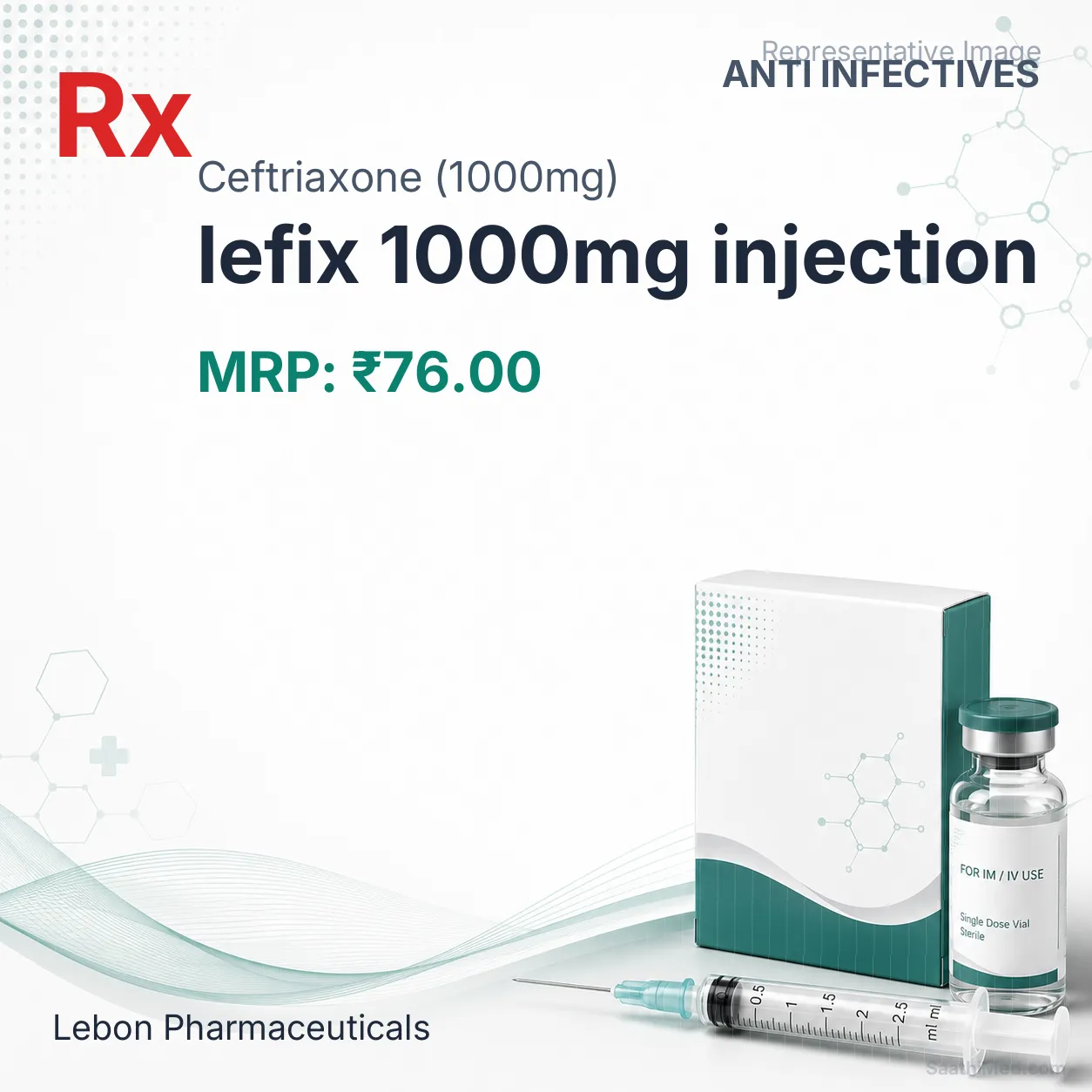lefix 1000mg injection Allopathy (Ceftriaxone (1000mg)) - Uses in Hindi, Side Effects, Substitutes & Price in India