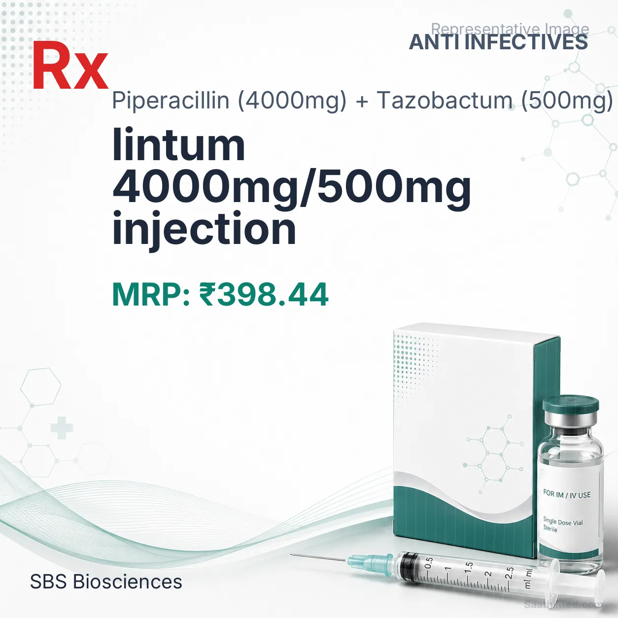 lintum 4000mg/500mg injection Allopathy (Piperacillin (4000mg)) - Uses in Hindi, Side Effects, Substitutes & Price in India