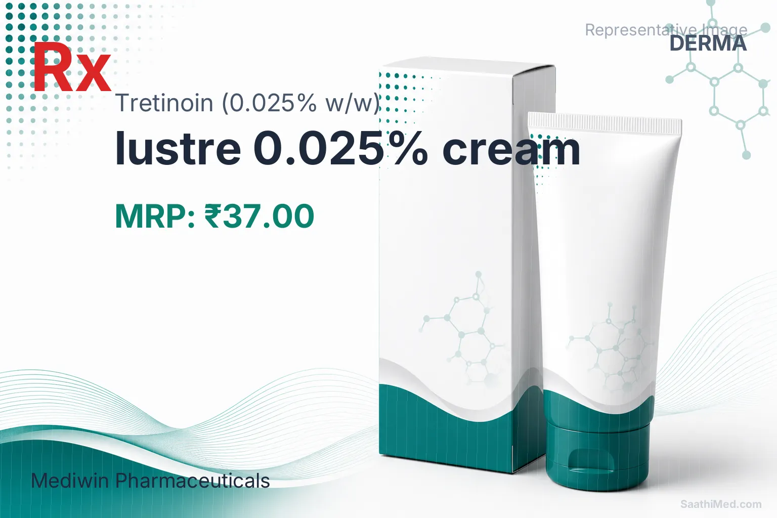 lustre 0.025% cream Allopathy (Tretinoin (0.025% w/w)) - Uses in Hindi, Side Effects, Substitutes & Price in India