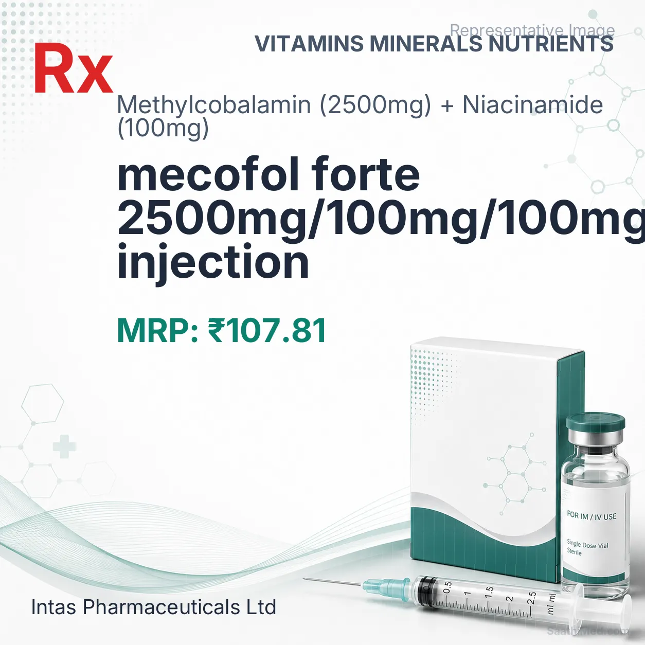 mecofol forte 2500mg/100mg/100mg injection Allopathy (Methylcobalamin (2500mg)) - Uses in Hindi, Side Effects, Substitutes & Price in India