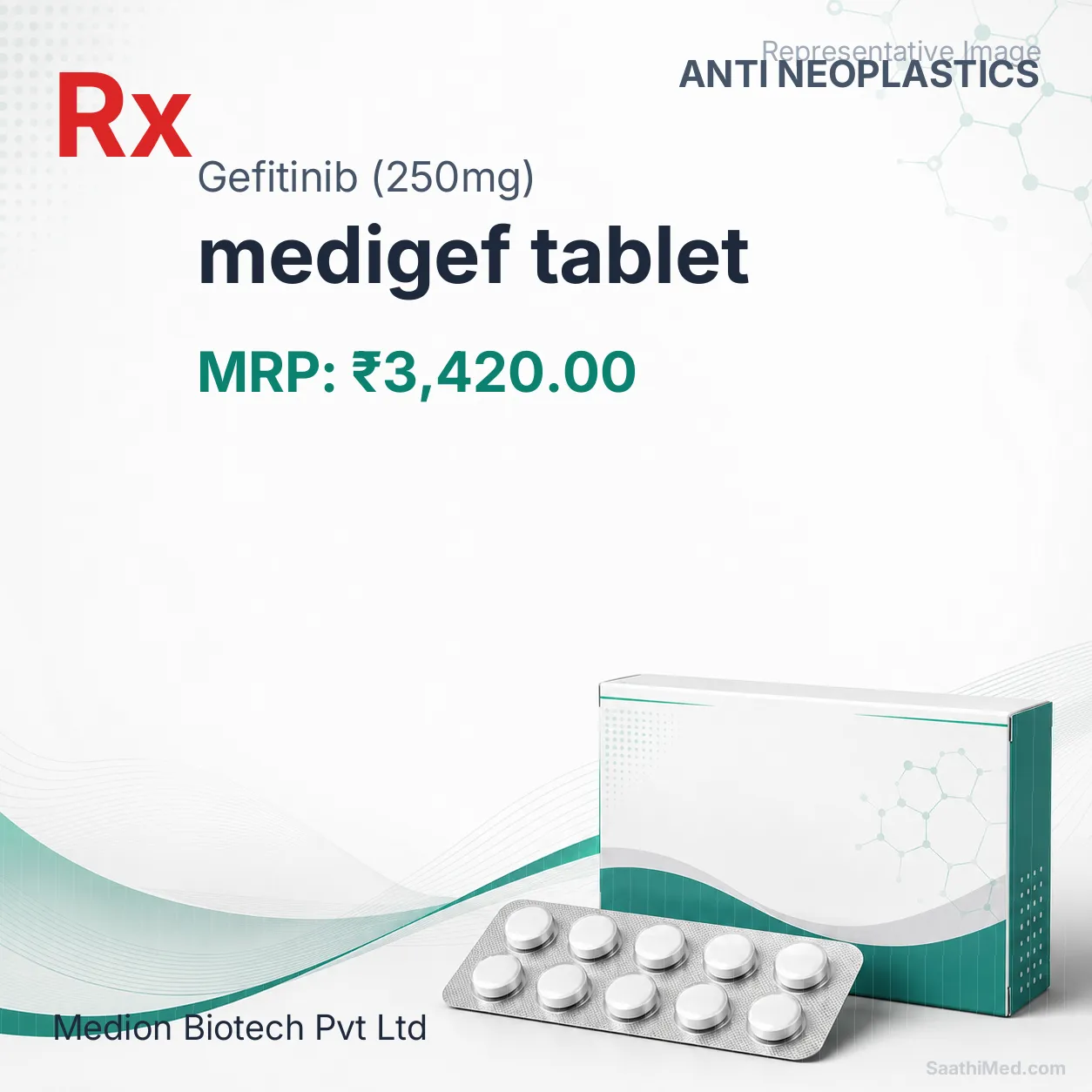 medigef tablet Allopathy (Gefitinib (250mg)) - Uses in Hindi, Side Effects, Substitutes & Price in India