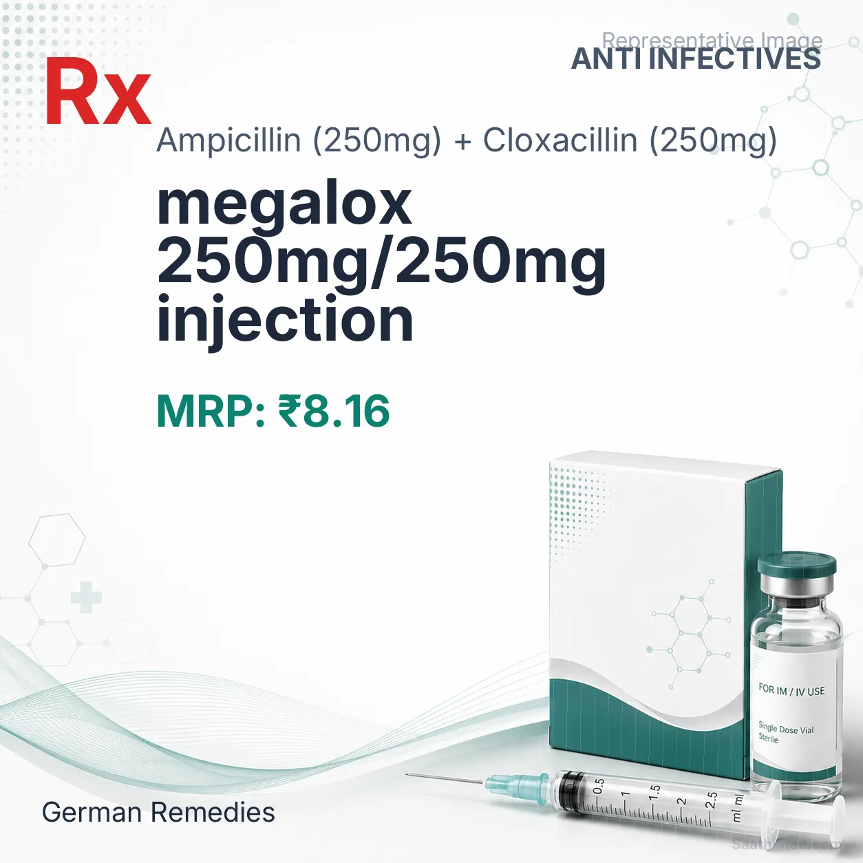 megalox 250mg/250mg injection Allopathy (Ampicillin (250mg)) - Uses in Hindi, Side Effects, Substitutes & Price in India