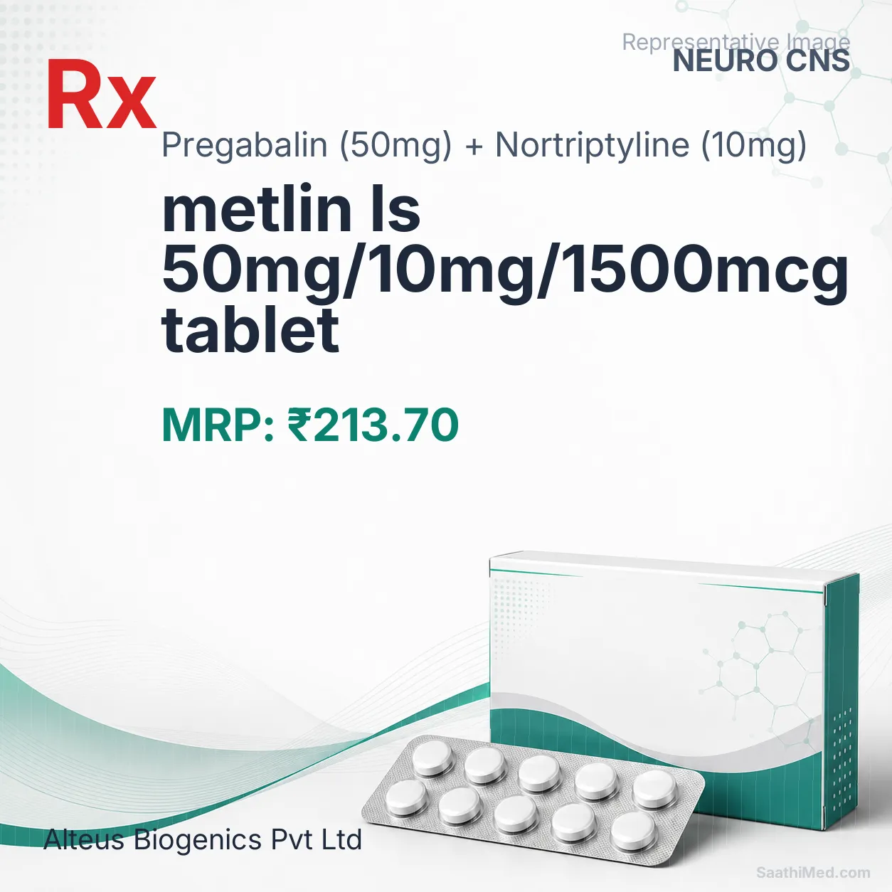 metlin ls 50mg/10mg/1500mcg tablet Allopathy (Pregabalin (50mg)) - Uses in Hindi, Side Effects, Substitutes & Price in India