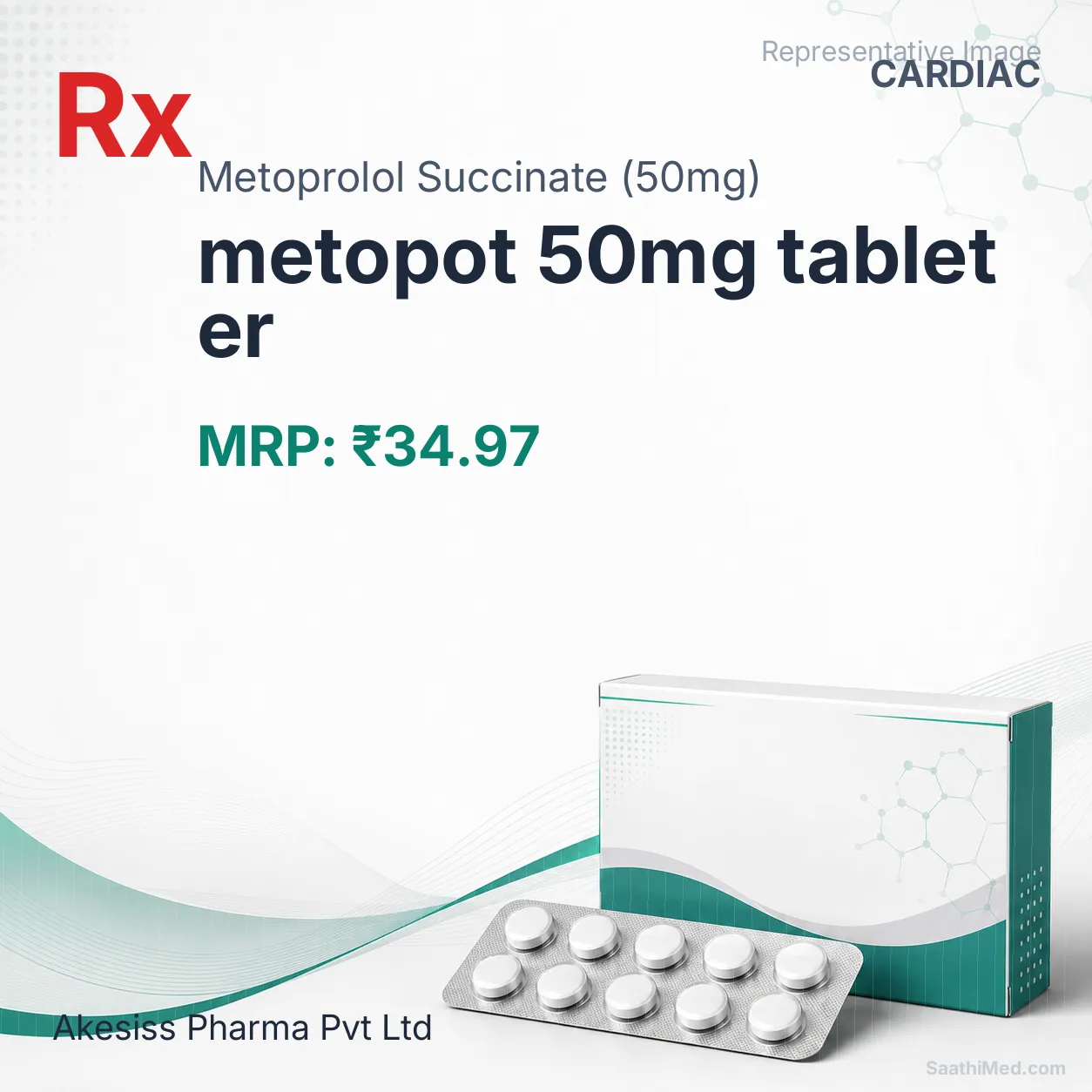 metopot 50mg tablet er - Metoprolol Succinate (50mg) medicine