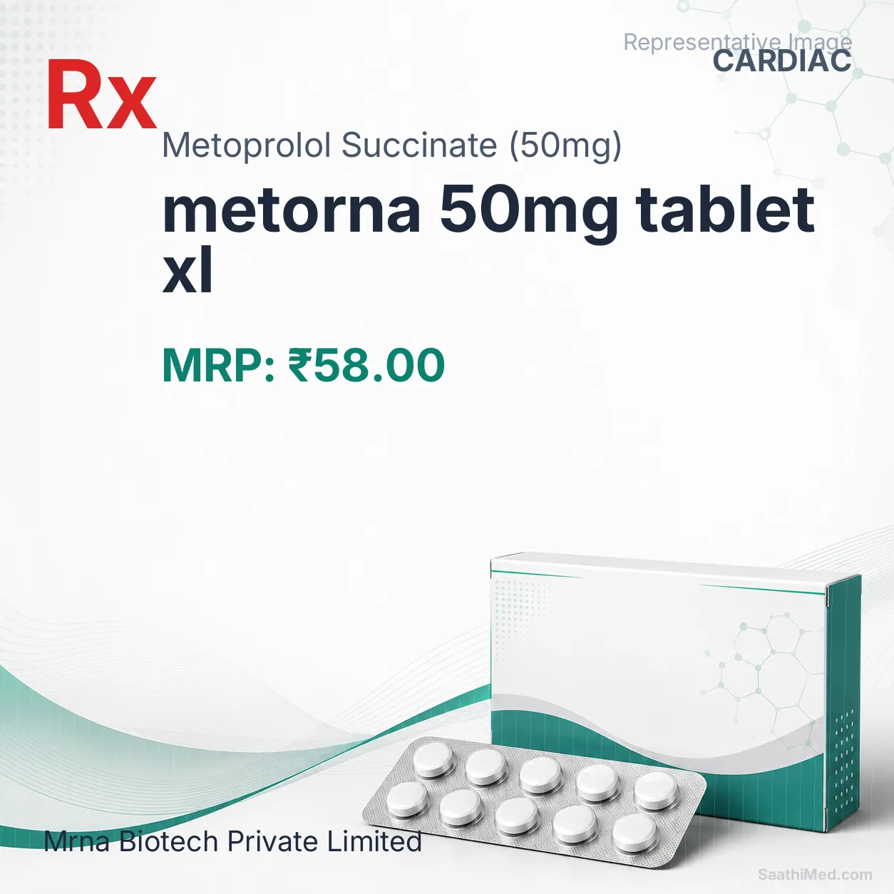metorna 50mg tablet xl Allopathy (Metoprolol Succinate (50mg)) - Uses in Hindi, Side Effects, Substitutes & Price in India