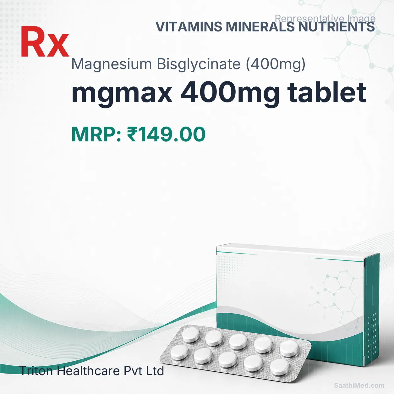 mgmax 400mg tablet Allopathy (Magnesium Bisglycinate (400mg)) - Uses in Hindi, Side Effects, Substitutes & Price in India