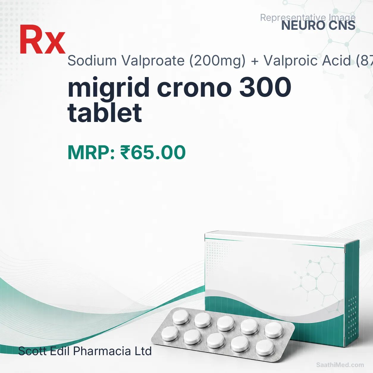 migrid crono 300 tablet Allopathy (Sodium Valproate (200mg)) - Uses in Hindi, Side Effects, Substitutes & Price in India