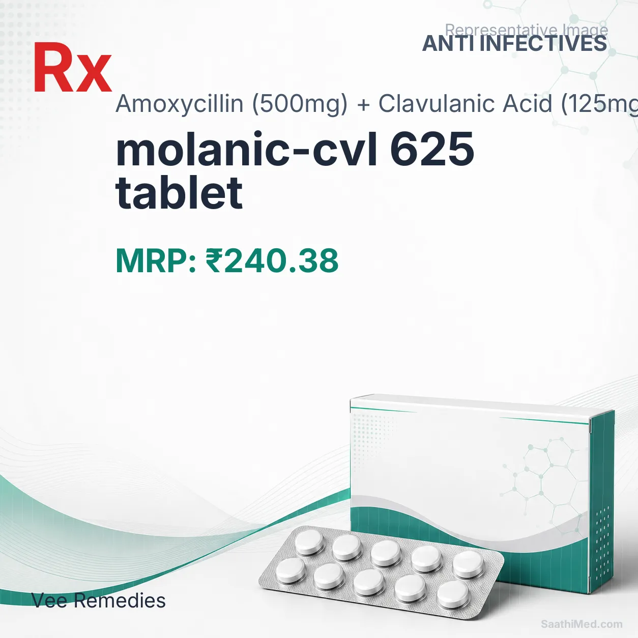 molanic-cvl 625 tablet Allopathy (Amoxycillin (500mg)) - Uses in Hindi, Side Effects, Substitutes & Price in India