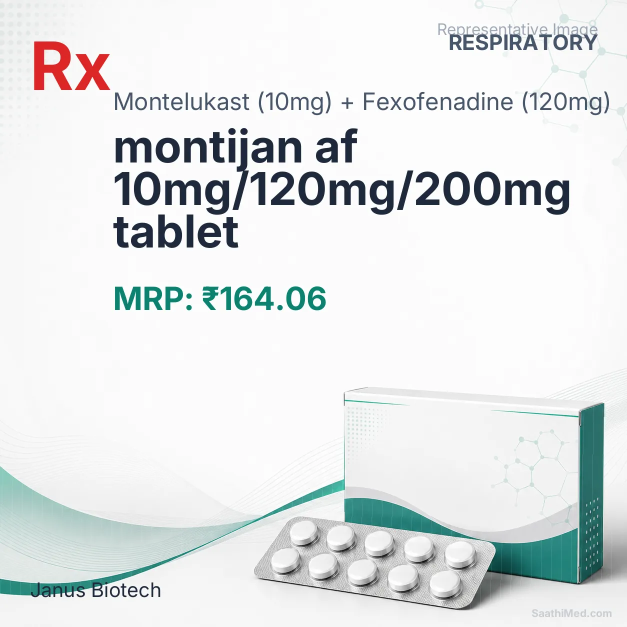 montijan af 10mg/120mg/200mg tablet Allopathy (Montelukast (10mg)) - Uses in Hindi, Side Effects, Substitutes & Price in India