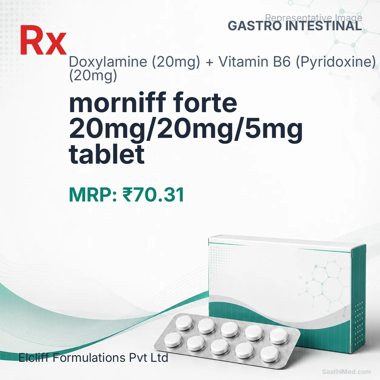 morniff forte 20mg/20mg/5mg tablet Allopathy (Doxylamine (20mg)) - Uses in Hindi, Side Effects, Substitutes & Price in India