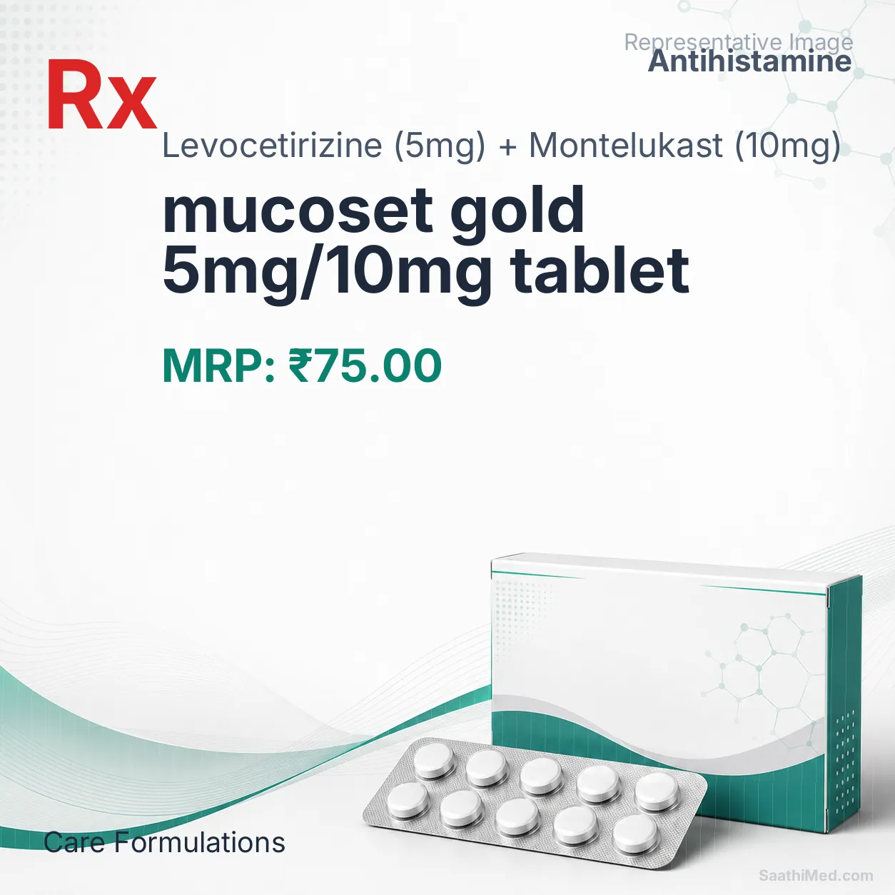 mucoset gold 5mg/10mg tablet Allopathy (Levocetirizine (5mg)) - Uses in Hindi, Side Effects, Substitutes & Price in India