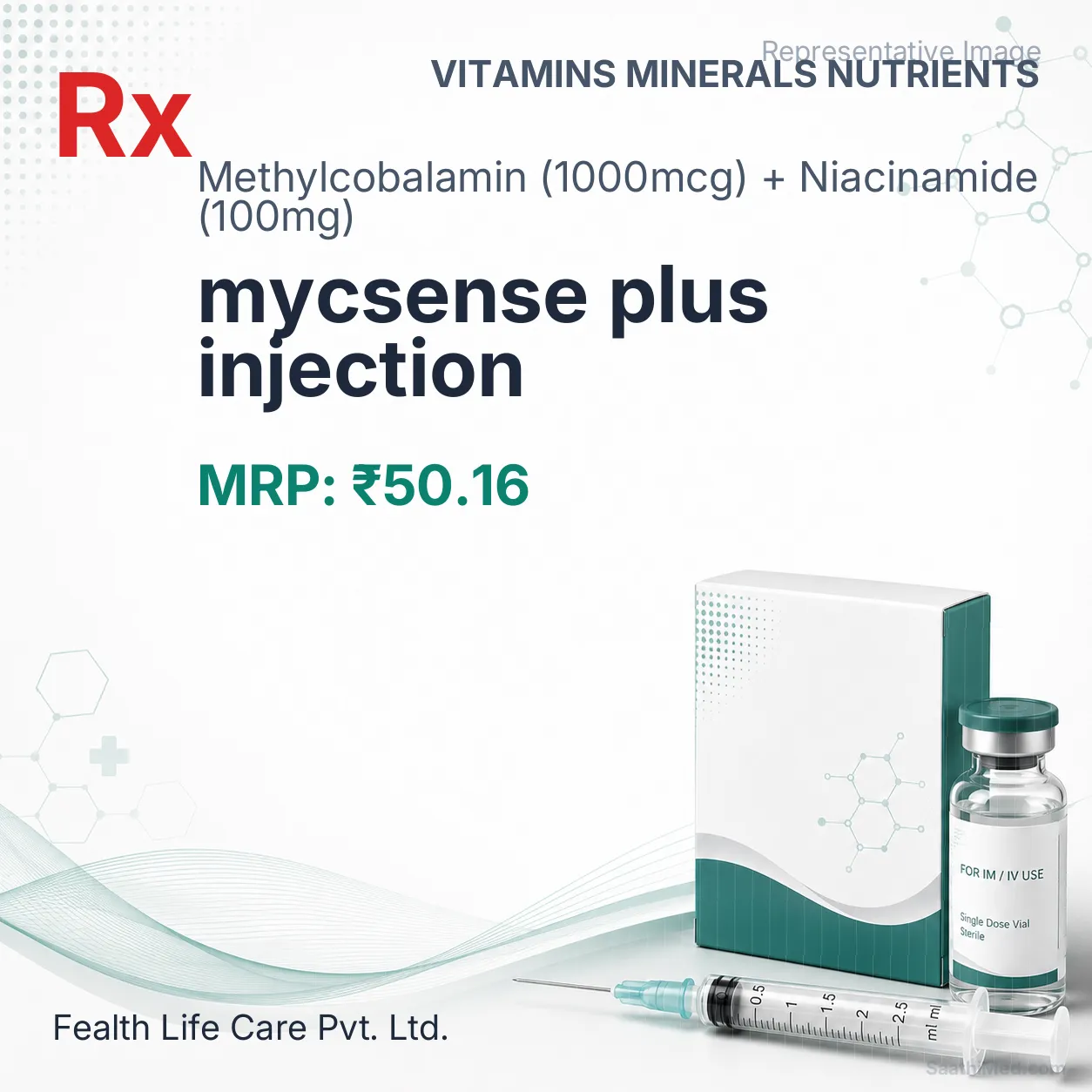 mycsense plus injection Allopathy (Methylcobalamin (1000mcg)) - Uses in Hindi, Side Effects, Substitutes & Price in India