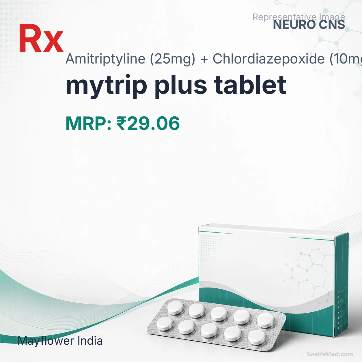 mytrip plus tablet Allopathy (Amitriptyline (25mg)) - Uses in Hindi, Side Effects, Substitutes & Price in India
