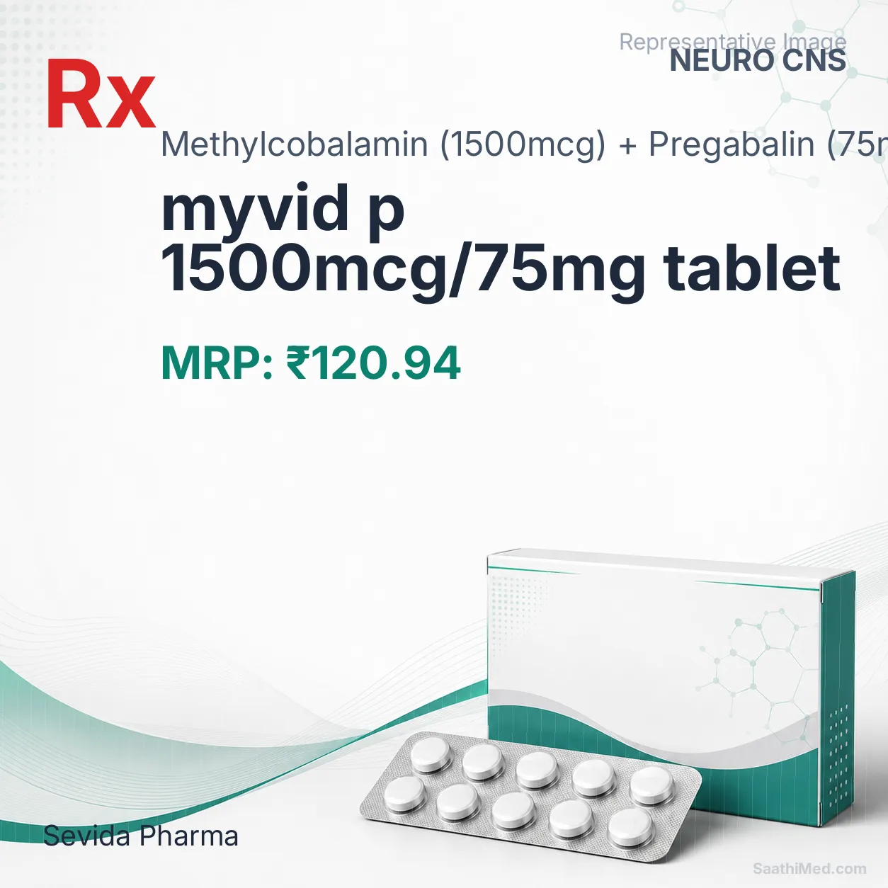 myvid p 1500mcg/75mg tablet Allopathy (Methylcobalamin (1500mcg)) - Uses in Hindi, Side Effects, Substitutes & Price in India