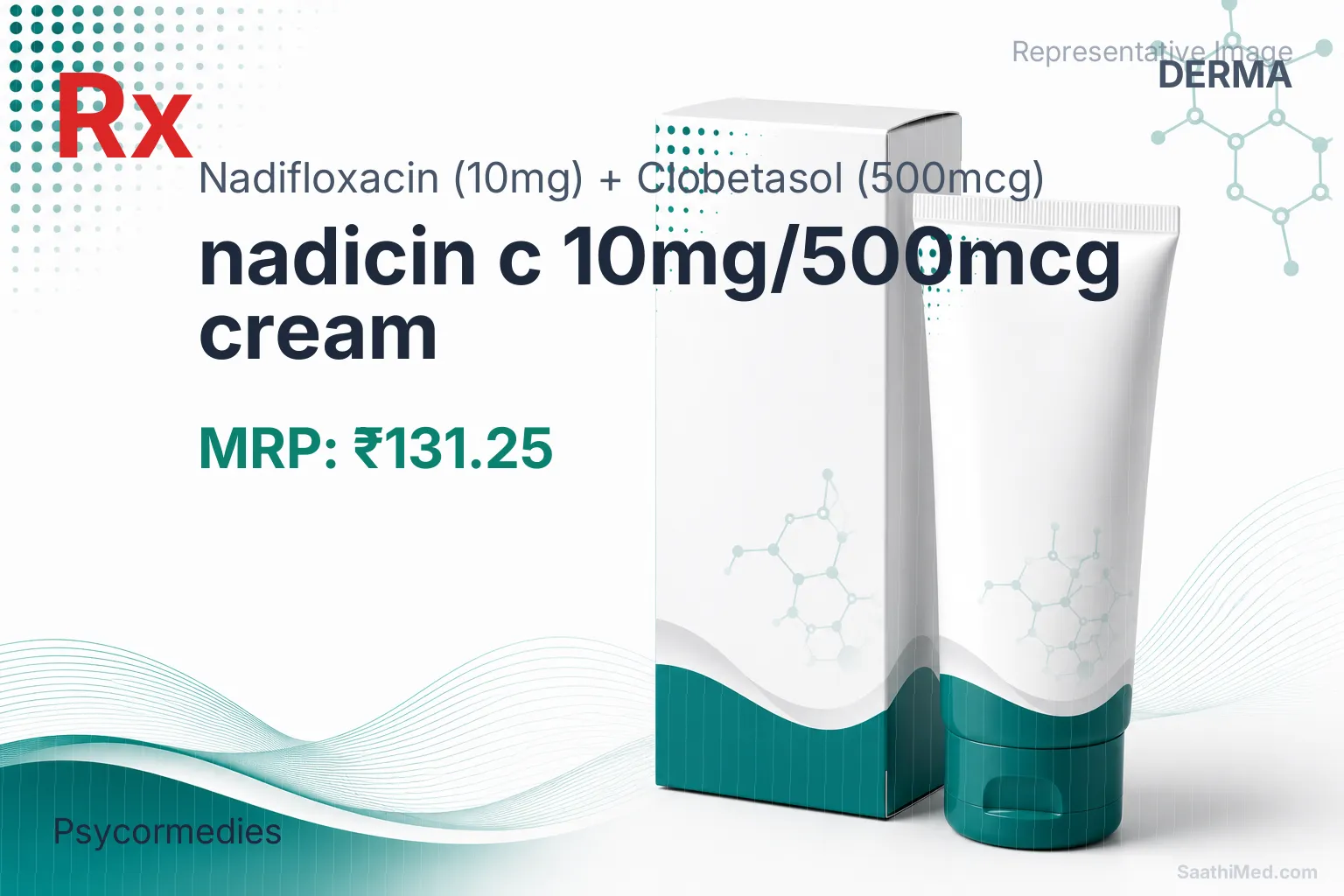 nadicin c 10mg/500mcg cream Allopathy (Nadifloxacin (10mg)) - Uses in Hindi, Side Effects, Substitutes & Price in India