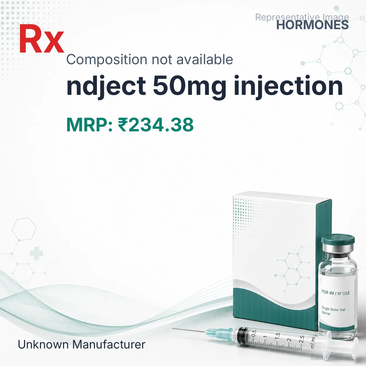 ndject 50mg injection Allopathy (Composition Information Pending) - Uses in Hindi, Side Effects, Substitutes & Price in India