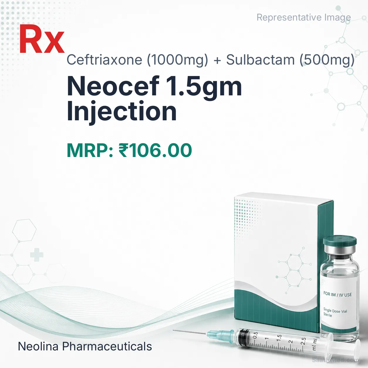 Neocef 1.5gm Injection Allopathy (Ceftriaxone (1000mg)) - Uses in Hindi, Side Effects, Substitutes & Price in India