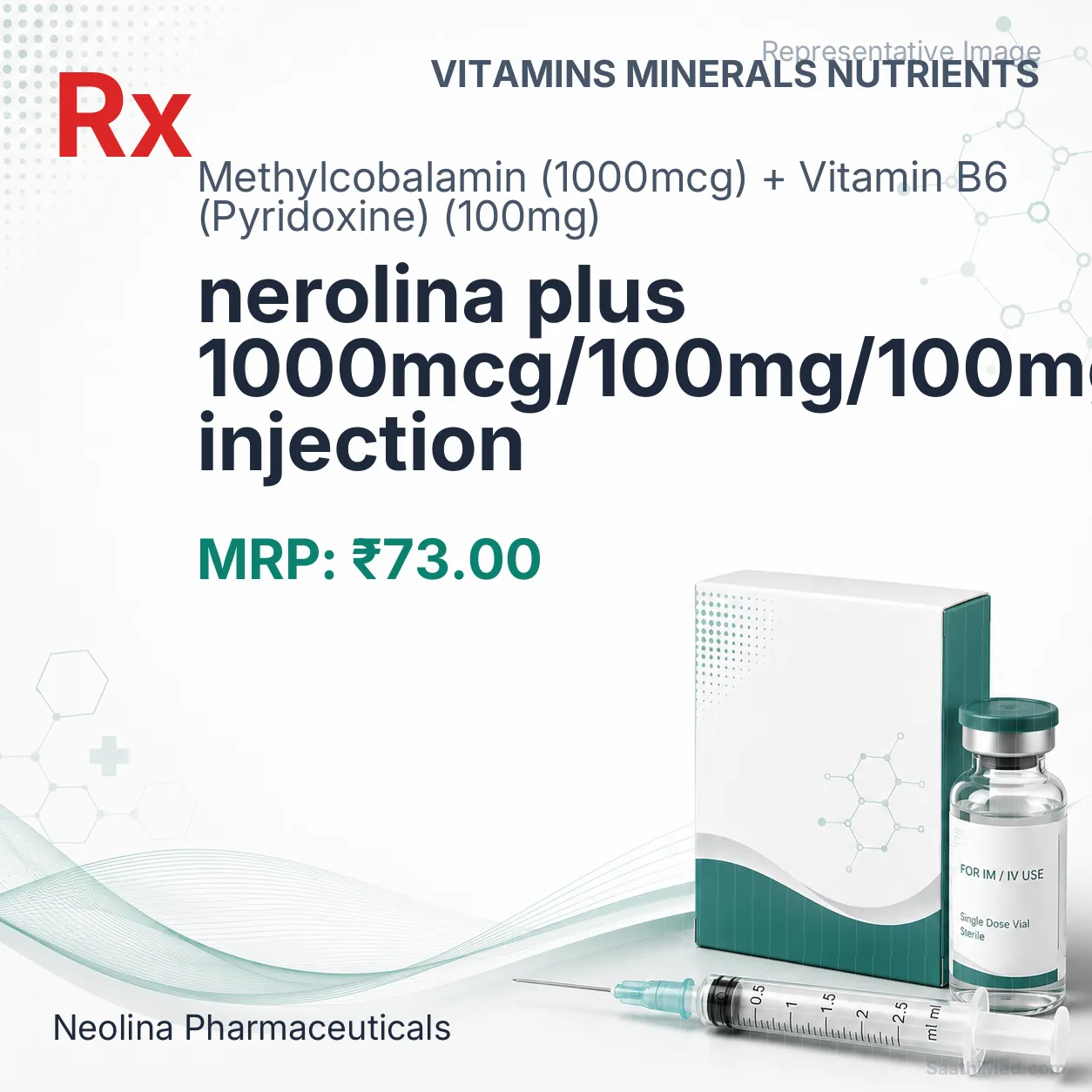 nerolina plus 1000mcg/100mg/100mg injection Allopathy (Methylcobalamin (1000mcg)) - Uses in Hindi, Side Effects, Substitutes & Price in India