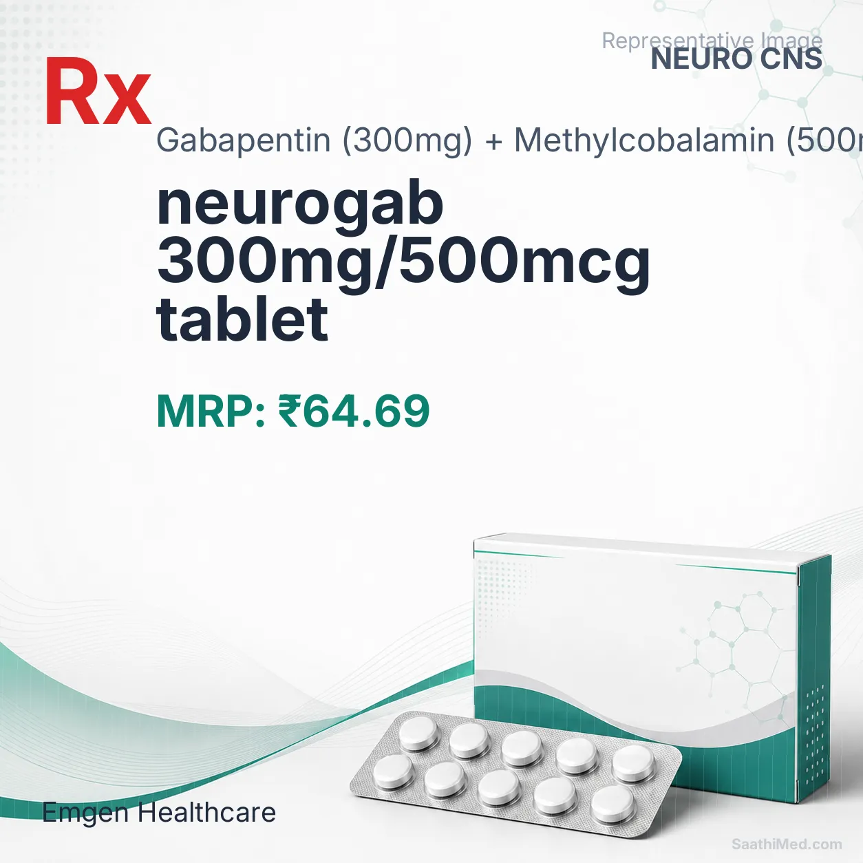 neurogab 300mg/500mcg tablet - Gabapentin (300mg) + Methylcobalamin (500mcg) medicine