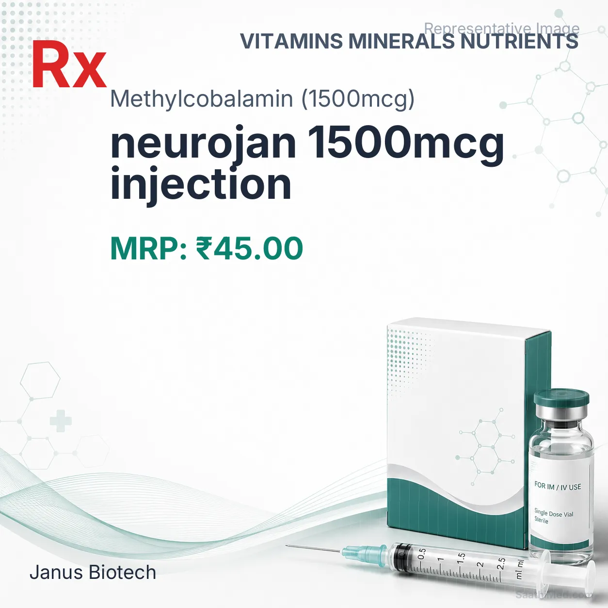 neurojan 1500mcg injection Allopathy (Methylcobalamin (1500mcg)) - Uses in Hindi, Side Effects, Substitutes & Price in India