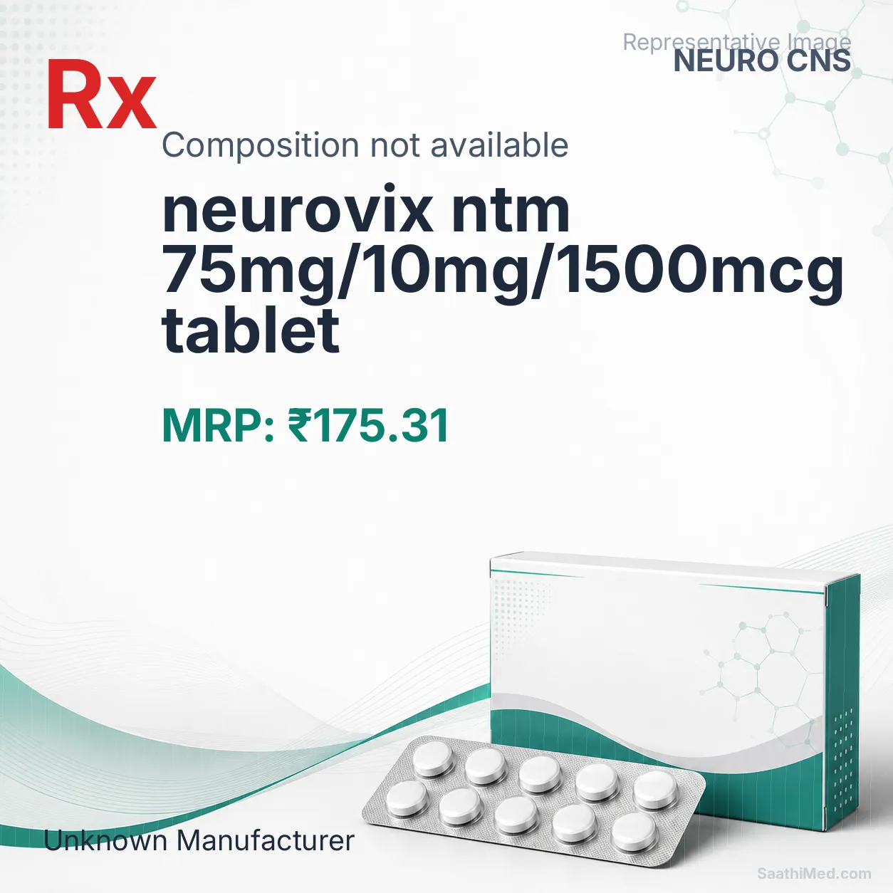 neurovix ntm 75mg/10mg/1500mcg tablet Allopathy (Composition Information Pending) - Uses in Hindi, Side Effects, Substitutes & Price in India