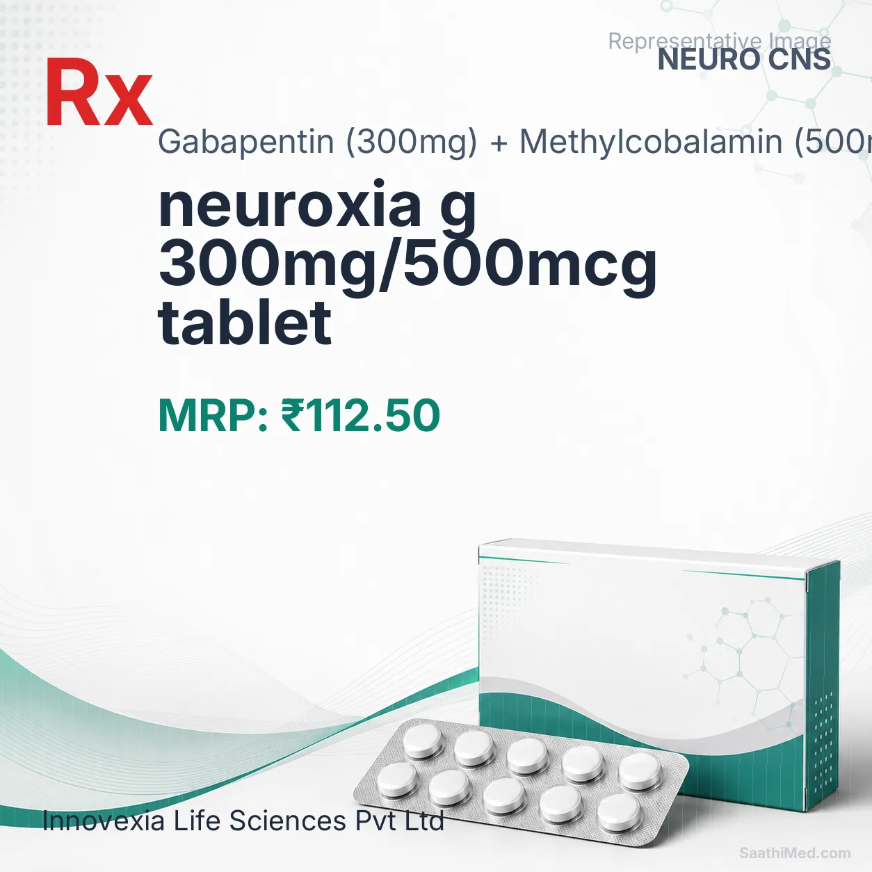 neuroxia g 300mg/500mcg tablet - Gabapentin (300mg) + Methylcobalamin (500mcg) medicine
