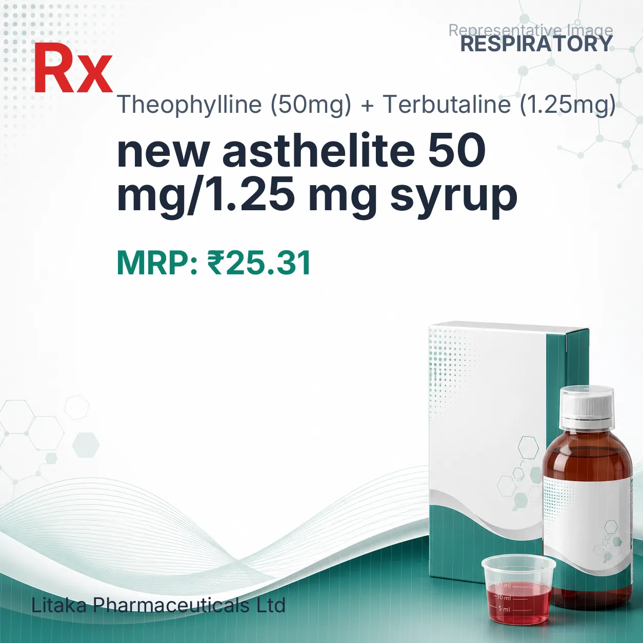 new asthelite 50 mg/1.25 mg syrup Allopathy (Theophylline (50mg)) - Uses in Hindi, Side Effects, Substitutes & Price in India