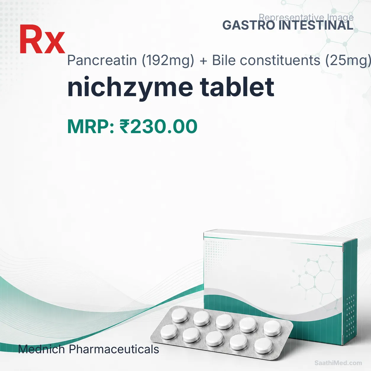 nichzyme tablet Allopathy (Pancreatin (192mg)) - Uses in Hindi, Side Effects, Substitutes & Price in India