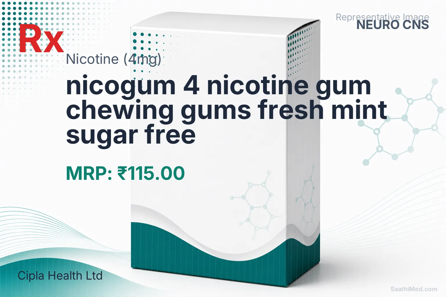 nicogum 4 nicotine gum chewing gums fresh mint sugar free Allopathy (Nicotine (4mg)) - Uses in Hindi, Side Effects, Substitutes & Price in India
